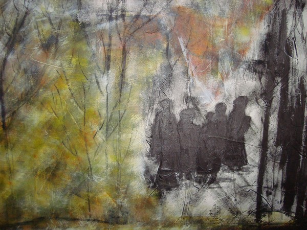 Akryl maleri paris af http://www.123hjemmeside.dkINTUITIVE-KLATTER malet i 2009