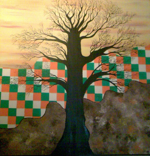 Olie maleri Livets træ af Galleri Hyggekrogen malet i 2009