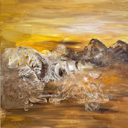 Akryl maleri Ørkenridt af Bettina Svejsø malet i 2022