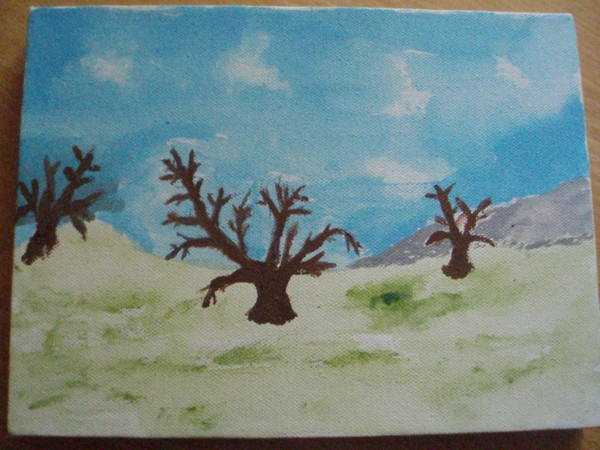 Akryl maleri bare træer af stefan bucahrd malet i 2008