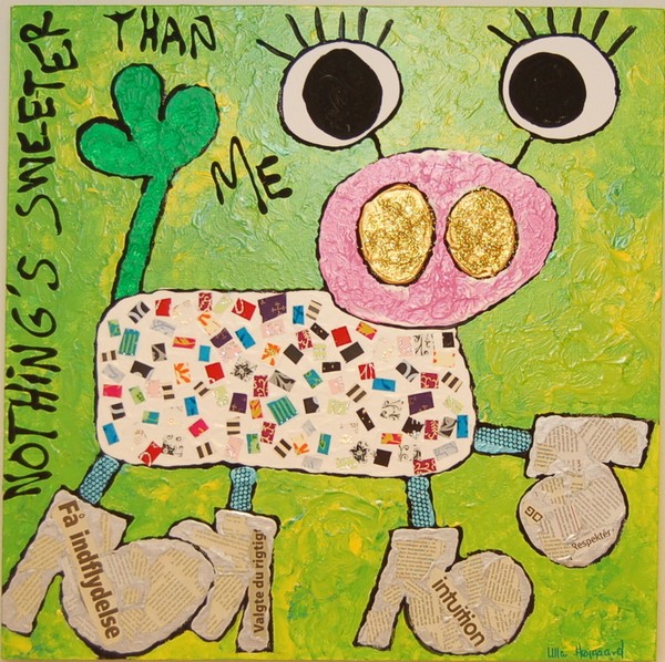 Akryl maleri Sweet Cow af Ulla Højgaard malet i 2009