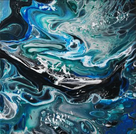 Akryl maleri Ocean af J. Hansen malet i 2023
