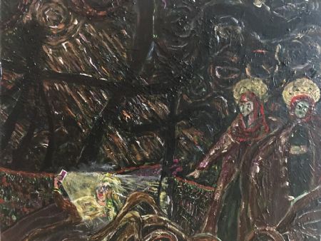 Akryl maleri Et par vise mænd finder et Fænomen af Adam Louis Diago malet i 2023