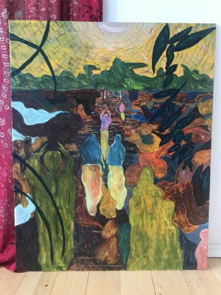 Akryl maleri Endnu en flod, Endnu noget religiøst af Adam Louis Diago malet i 2021