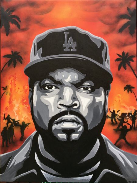 Akryl maleri Ice Cube af Mix Madsen malet i 2022