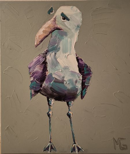 Akryl maleri Måge 8 af Art by Morten Gaarden malet i 2023