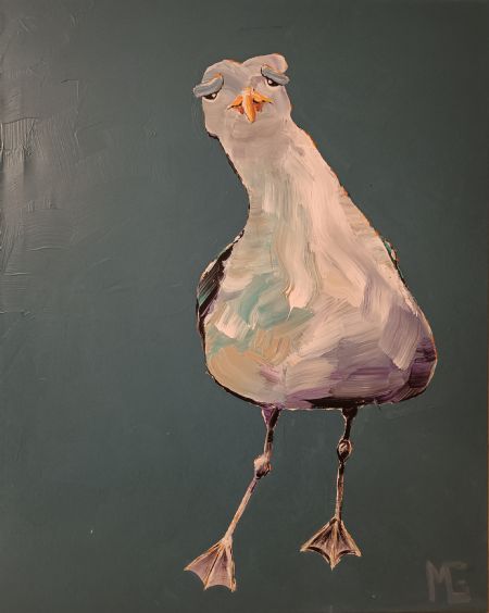 Akryl maleri Måge 9 -Solgt- af Art by Morten Gaarden malet i 2023