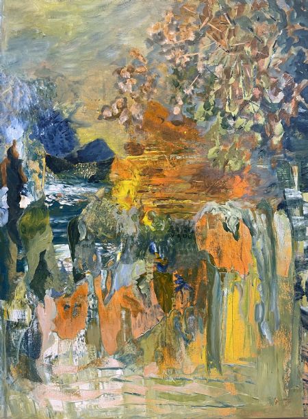 Akryl maleri Begyndelsen af Bettina Svejsø malet i 2023