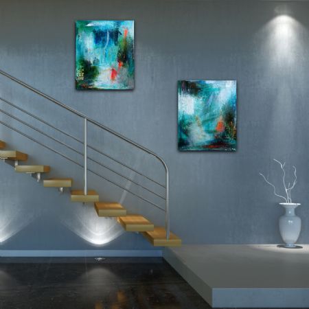 Akryl maleri Deep blue af Karina Døj malet i 2023