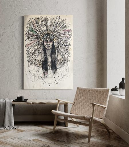 Akryl maleri Comanchi af Lykke Wainø malet i 2022