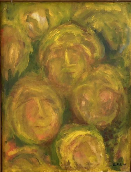 Akryl maleri “Komposition” af Anette Holt malet i 2000