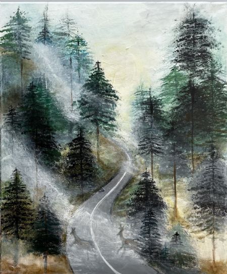 Akryl maleri Tågedis af Vibeke Findshøj malet i 2023