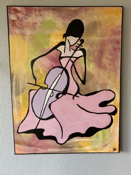 Akryl maleri Pink lady af Tina Jakobsen malet i 2023