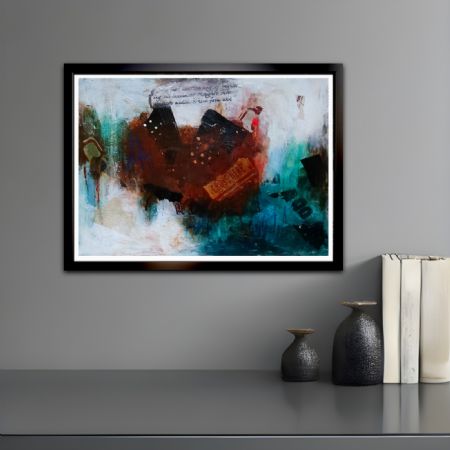 Akryl maleri Flatfish mixed media af Karina Døj malet i 2023