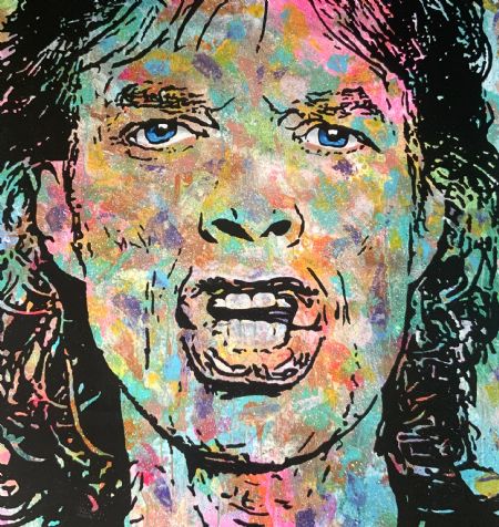 Akryl maleri Mick Jagger af Tina Petersen malet i 2022
