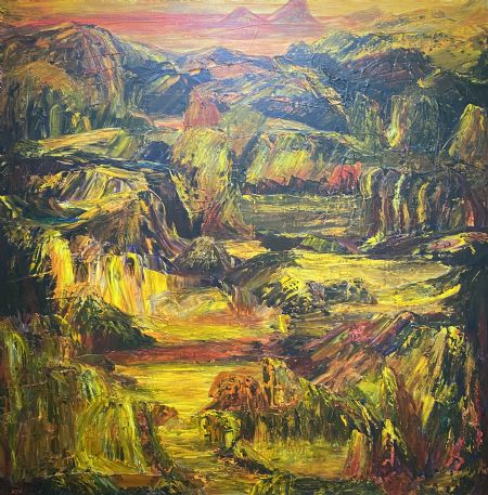 Akryl maleri Dante’s Inferno/Solgt af Anette Thorup Hansen (ATH) malet i 2023