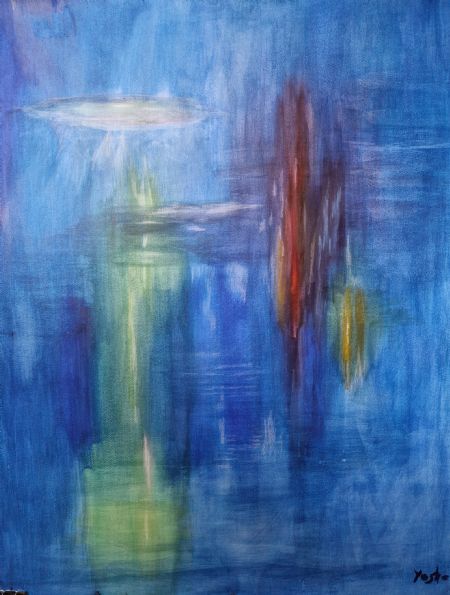 Akvarel maleri Blå af Yeshe Ann Moros malet i 2023
