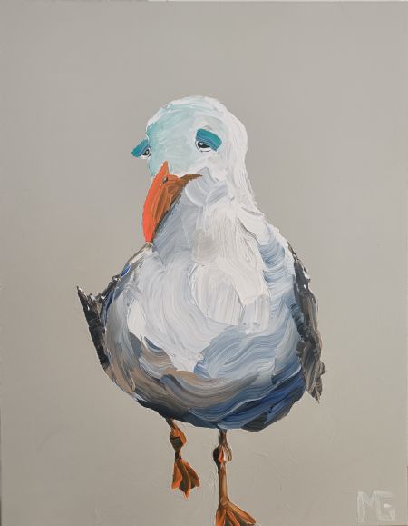 Akryl maleri Måge 12 af Art by Morten Gaarden malet i 2023