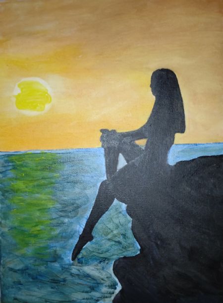 Akryl maleri Nyder solnedgangen af Sadedin Asanovski malet i 2023