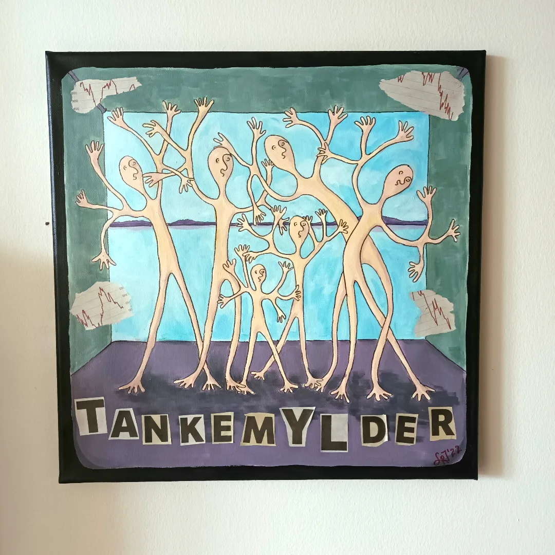 Akryl maleri Tankemylder af Louise Rahbek malet i 2022