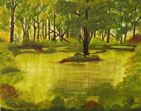 Akryl maleri Swamp Flora 5 af Anette Thorup Hansen (ATH) malet i 2022
