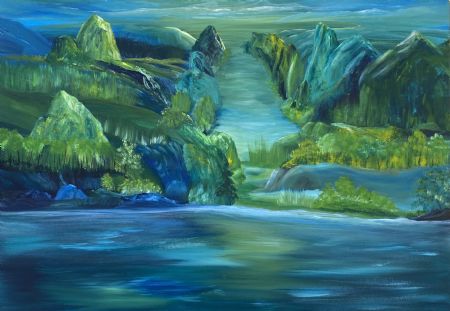 Akryl maleri The River af Anette Thorup Hansen (ATH) malet i 2022