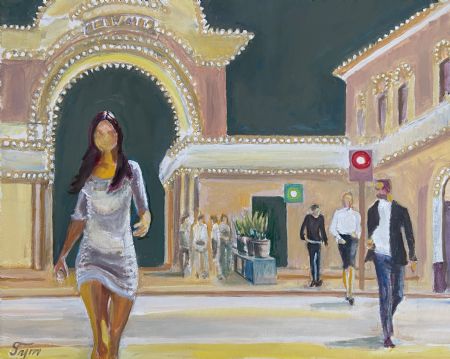 Olie maleri Hjem fra Tivoli af Tym Andersen malet i 2019