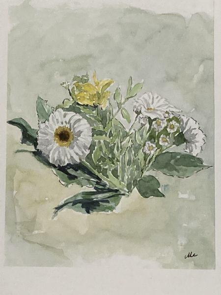 Akvarel maleri Vilde blomster af Mette Matz malet i 2022
