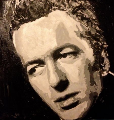 Akryl maleri Joe Strummer af Alex Zichau malet i 2012