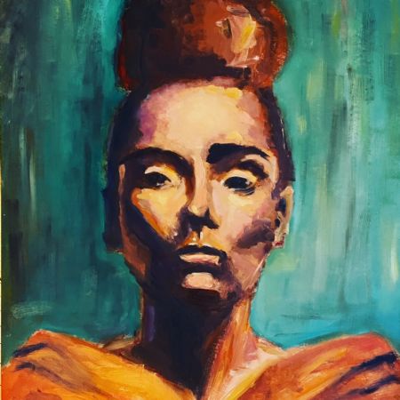 Olie maleri African Lady af Dina Bergstrøm malet i 2021
