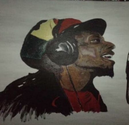 Akryl maleri Bob marley af Kristina malet i 2016