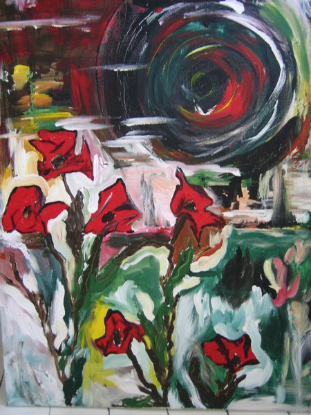 Akryl maleri ingen titel af colville malet i 1998