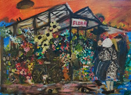 Akryl maleri Fleurs af Bruun Falck malet i 2023