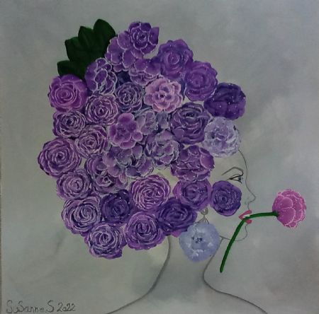Akryl maleri Lady in bloom af Susanne Sørensen malet i 2022