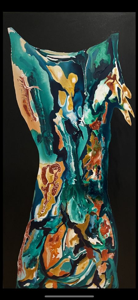 Akryl maleri Coral Dress af Lone Lopez Andersen malet i 2023