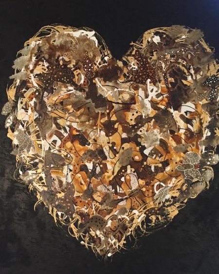 Akryl maleri Heart by Heart af Lone Lopez Andersen malet i 2022