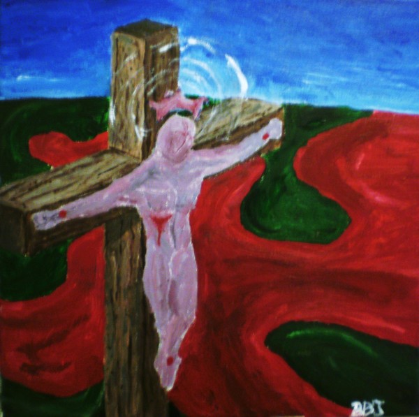 Akryl maleri jesus of nazareth af BBJ malet i 2009