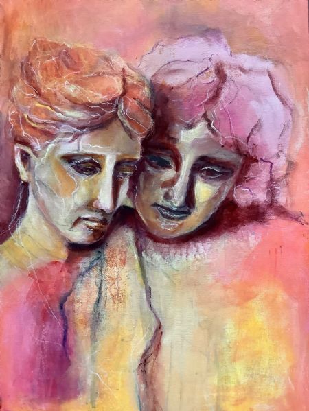 Akryl maleri Amor og Psyke af Anna Grethe Bak malet i 2022