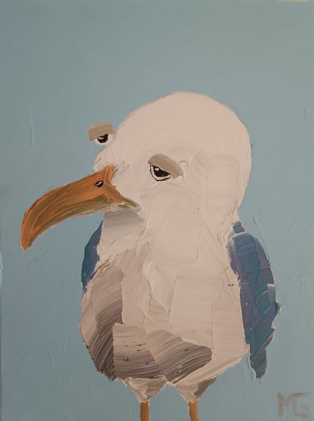 Akryl maleri Måge 15 af Art by Morten Gaarden malet i 2023