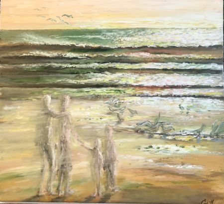 Akryl maleri Bølger og lys af Carsten Filberth malet i 2019