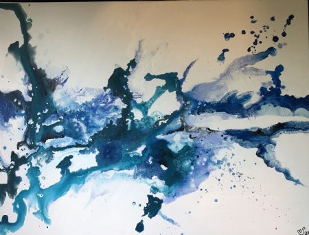 Akryl maleri Aquatic blues af Svendgaard Art malet i 2021