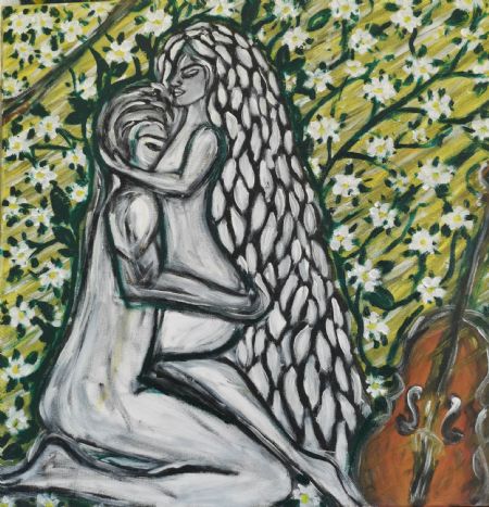 Olie maleri Musik og Kærlighed af Julijana Djordjevic malet i 2020