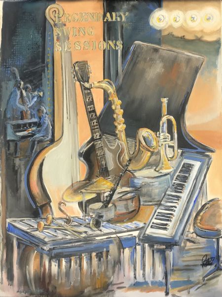 Akryl maleri “All that jazz” - Swing sessions af Carsten Filberth malet i 2018