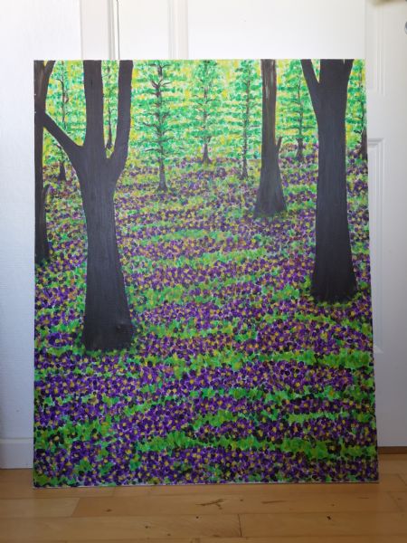 Olie maleri Forår i skoven af Julijana Djordjevic malet i 2018