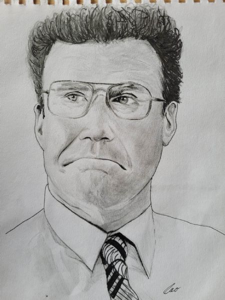 Kul maleri Will Ferrell - 24 x 18 cm - original blyant. af Lasse Aagaard malet i 2014