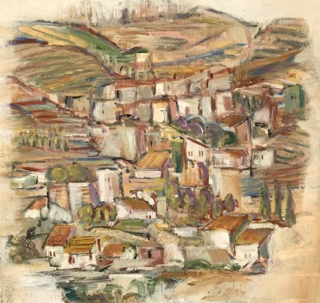 Akryl maleri “El Pueblo II - spansk landsby af Carsten Filberth malet i 2019