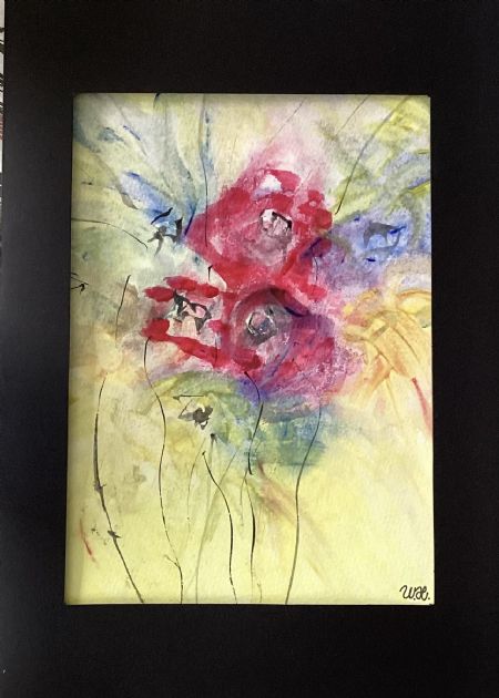 Akryl maleri Abstrakte blomster af Winnie Huniche malet i 2022