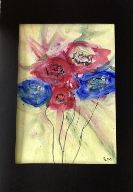 Akryl maleri Abstrakte blomster 2 af Winnie Huniche malet i 2021
