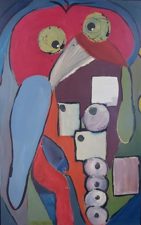 Akryl maleri Shy Bird af Kjærsklatter Susanne Kjær malet i 2019