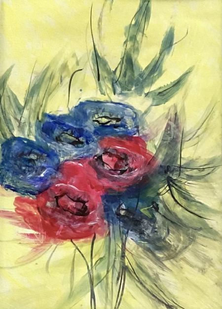 Akryl maleri Blomster 3 af Winnie Huniche malet i 